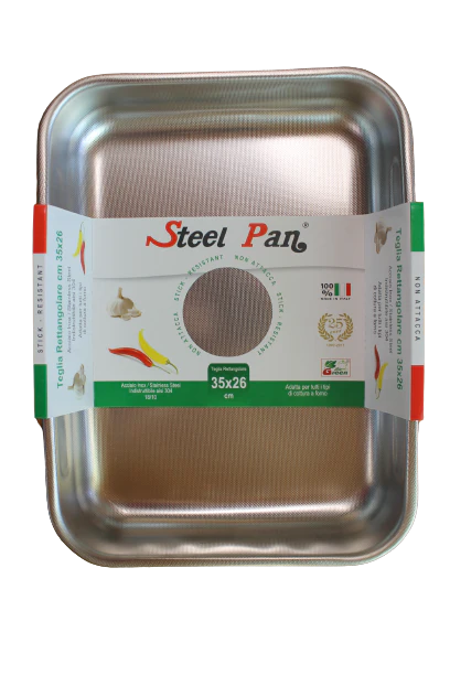 TEGLIA FORNO RETTANGOLARE ACCIAIO INOX STEEL PAN - immagine 7